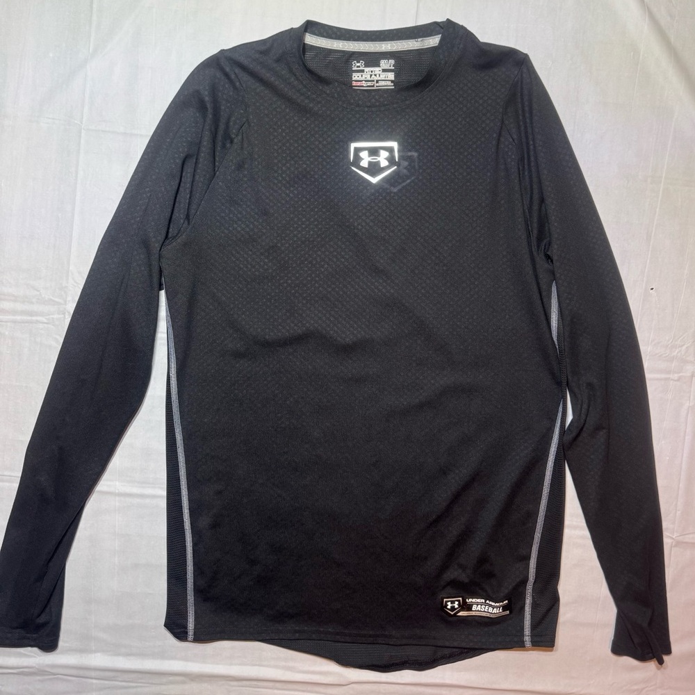 Under Armour Baseball Fitted Heat Gear Mens S Long Sleeve Shirt Black